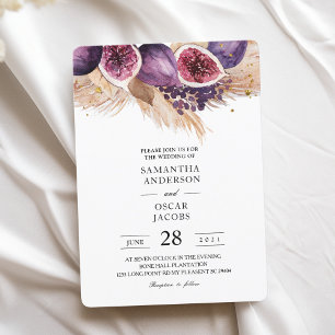 Trendy Beauty Purple Figs & Pampas Invitation