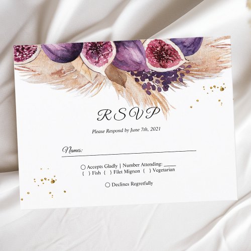 Trendy Beauty Purple Figs  Pampas Invitation Postcard