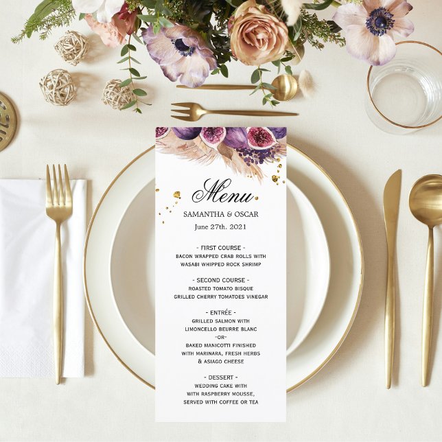 Trendy Beauty Purple Figs & Pampas Menu (Creator Uploaded)