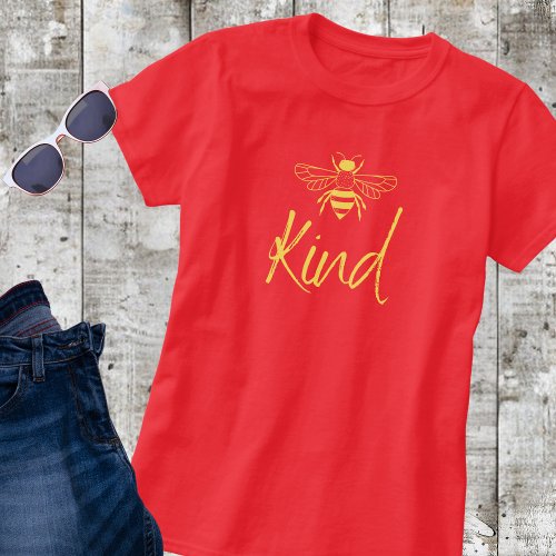 Trendy Bee Kind Bumble Bee Yellow Text T_Shirt