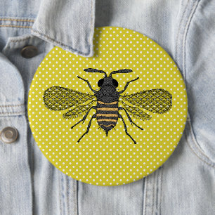 Trendy BEE Yellow Polkadot Pattern Gift Decor NEW Button