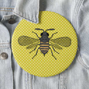 Trendy BEE Yellow Polkadot Pattern Gift Decor NEW Button