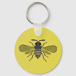Trendy BEE Yellow Polkadot Pattern Gift Decor NEW Keychain