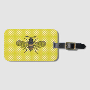 Trendy BEE Yellow Polkadot Pattern Gift Decor NEW Luggage Tag