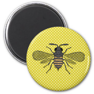 Trendy BEE Yellow Polkadot Pattern Gift Decor NEW Magnet