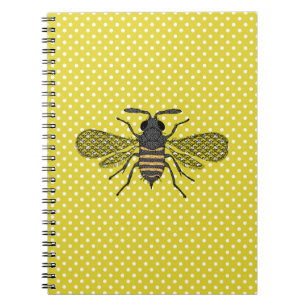 Trendy BEE Yellow Polkadot Pattern Gift Decor NEW Notebook