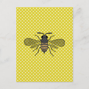 Trendy BEE Yellow Polkadot Pattern Gift Decor NEW Postcard