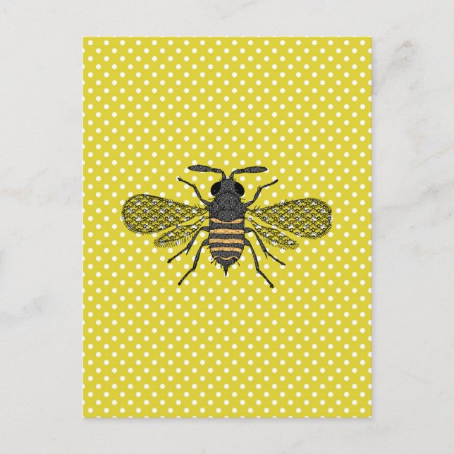 Trendy BEE Yellow Polkadot Pattern Gift Decor NEW Postcard (Front)