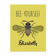 Trendy BEE YOURSELF Yellow Polkadot DECOR Named