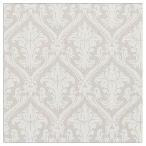 Trendy Beige Baroque Damask Pattern Fabric