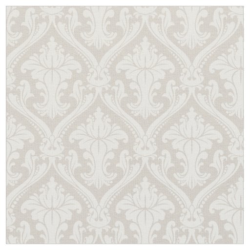 Trendy Beige Baroque Damask Pattern Fabric