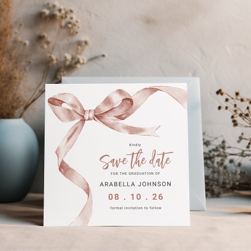 Trendy Beige Bow Graduation