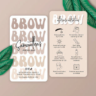 Trendy Beige Brow Aftercare Instructions Retro Business Card