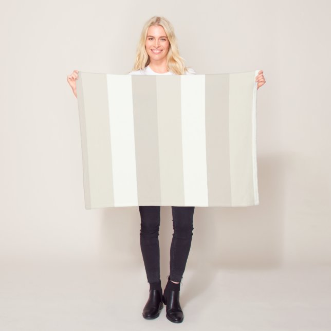 Trendy Beige Brown Striped Decorative Elegant Fleece Blanket (In Situ)