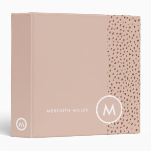 Trendy Beige Monogram with Terracotta Boho Brown  3 Ring Binder