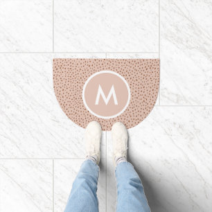 Trendy Beige Monogram with Terracotta Boho Brown  Doormat