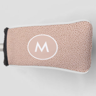 Trendy Beige Monogram with Terracotta Boho Brown Golf Head Cover