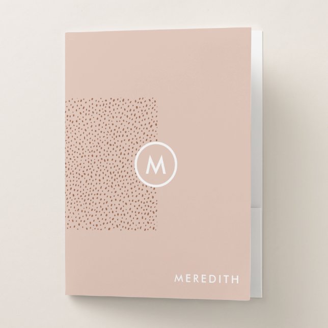 Trendy Beige Monogram with Terracotta Boho Brown  Pocket Folder (Front)