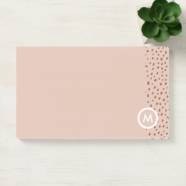 Trendy Beige Monogram with Terracotta Boho Brown  Post-it Notes (Office)