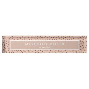 Trendy Beige Name with Terracotta Boho Brown  Desk Name Plate