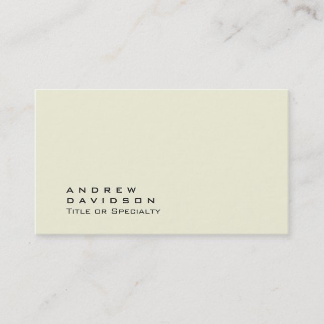 Trendy Beige Plain Stylish Business Card (Front)