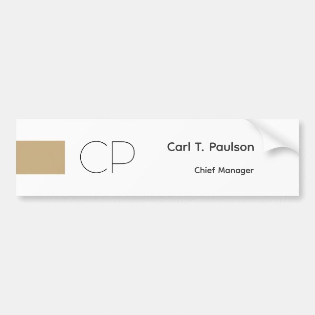 Trendy Beige White Monogram Minimalist Create Bumper Sticker (Front)