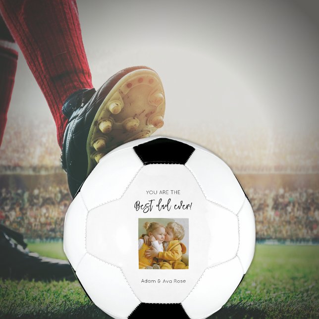 Trendy Best Dad Ever Custom Photo Father's Day  Soccer Ball (Creator Uploaded)