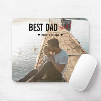 Trendy Best Dad Ever Father and Child Photo Mouse Pad
