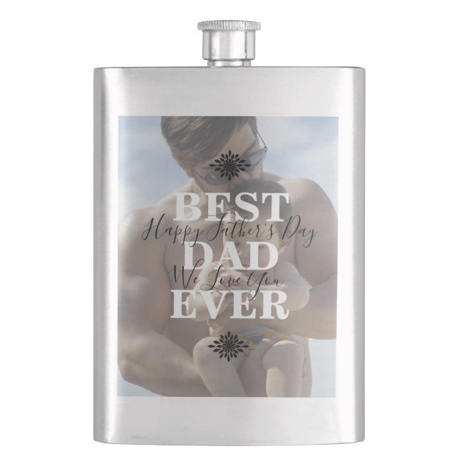Trendy Best Dad Ever Father Day Photo Classic Flask (Front)