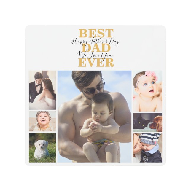 Trendy Best Dad Ever Father's Day Photo Collage Metal Print (Front)