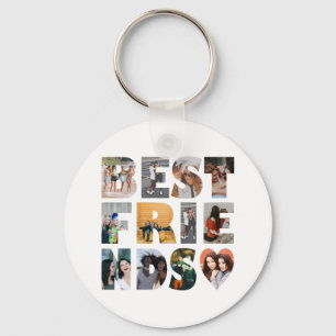 Trendy Best Friend 12 Photo Collage BFF Besties Keychain