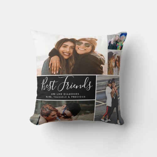 Trendy Best Friends Chic Collage BFF Besties Quote Throw Pillow