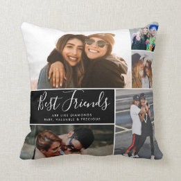 Trendy Best Friends Chic Collage BFF Besties Quote Throw Pillow