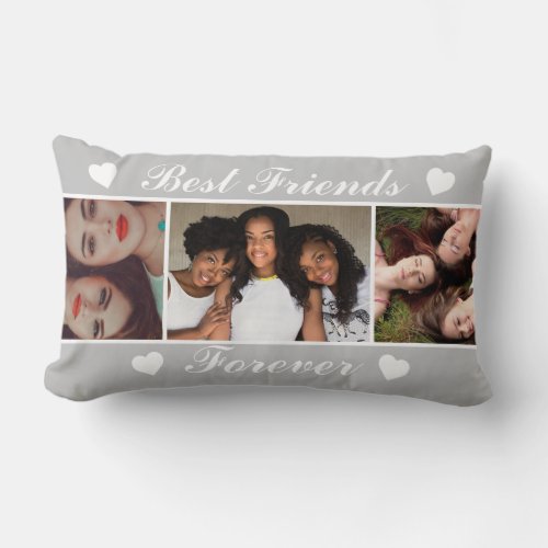 Trendy Best Friends Forever 3 Photos Collage  Lumbar Pillow