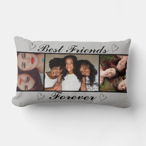 Trendy Best Friends Forever 3 Photos Collage Lumbar Pillow