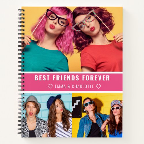 Trendy Best Friends Forever Photo Collage Quote Notebook