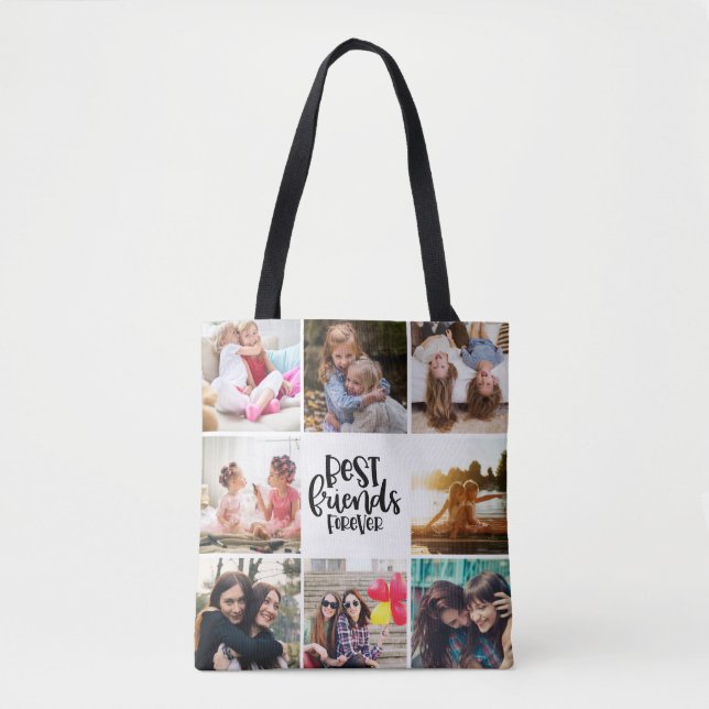 Trendy Best Friends Forever Photo Collage Tote Bag (Front)