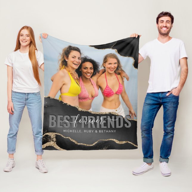 Trendy Best Friends Forever Photo Fleece Blanket (In Situ)