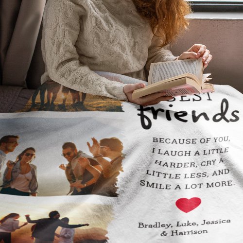 Trendy Best Friends Photo Collage  Quote Fleece Blanket