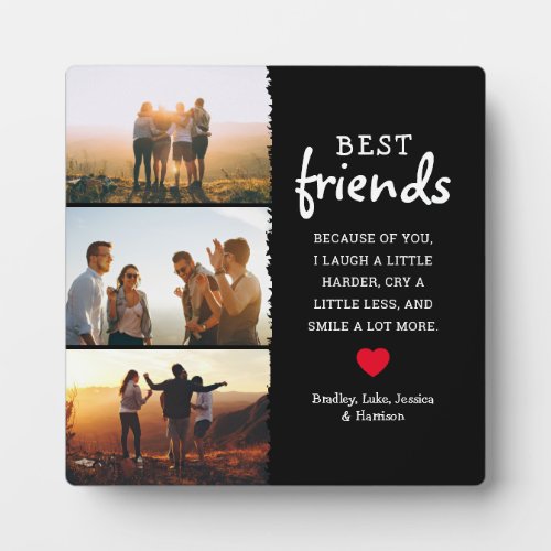 Trendy Best Friends Photo Collage  Quote Plaque