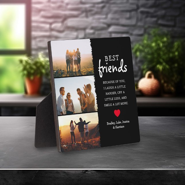 Trendy Best Friends Photo Collage & Quote Plaque (Creator Uploaded)