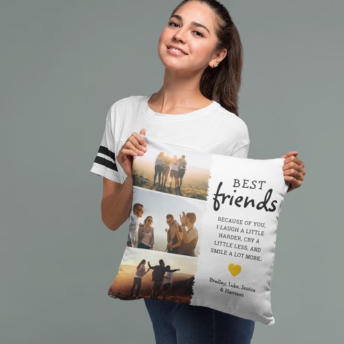 Trendy Best Friends Photo Collage  Quote Throw Pillow