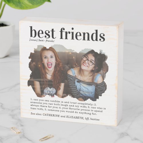 Trendy Best Friends Photo Dictionary Definition Wooden Box Sign