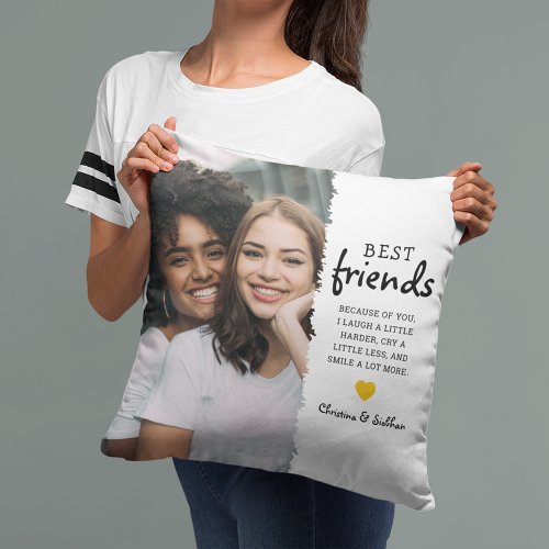Trendy Best Friends Photo  Quote  Besties Throw Pillow