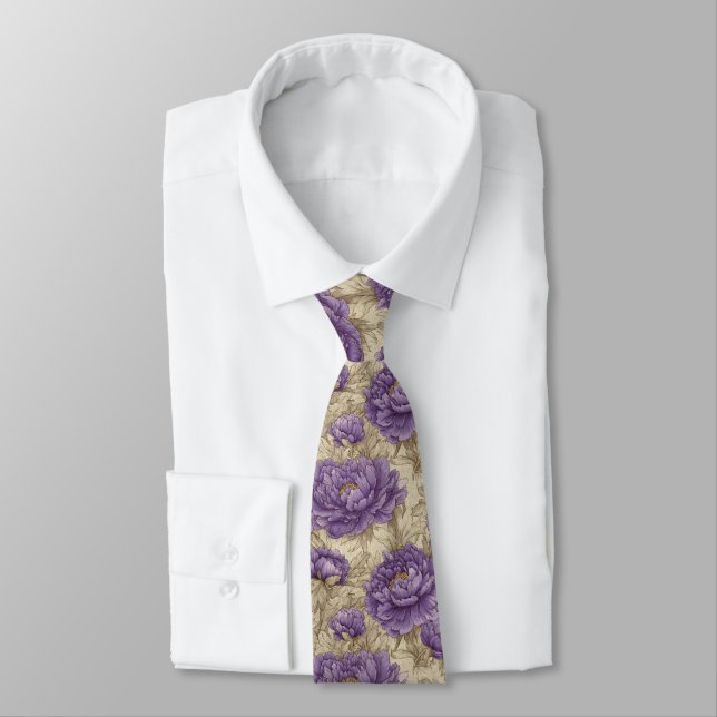 Trendy Best Man Peonies Neck Tie (Tied)