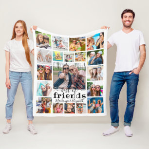 Trendy BEST OF FRIENDS Script 19 Photo Collage Fleece Blanket