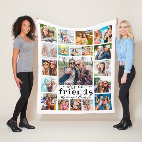 Trendy BEST OF FRIENDS Script 19 Photo Collage Fleece Blanket