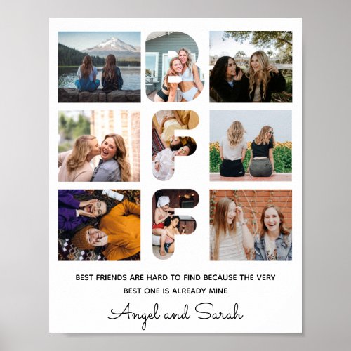 Trendy BFF Best Friend Chic Modern Photo Collage Poster