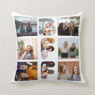 Trendy BFF Best Friend Chic Modern Photo Collage Throw Pillow