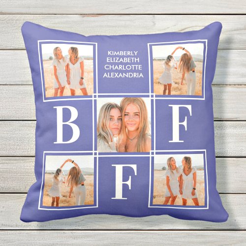 Trendy BFF Best Friends Forever 5 Photo Collage Throw Pillow